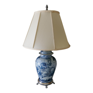 Antique Italy Savona Albisola Faience Majolica Pottery Albarello Blue Table Lamp