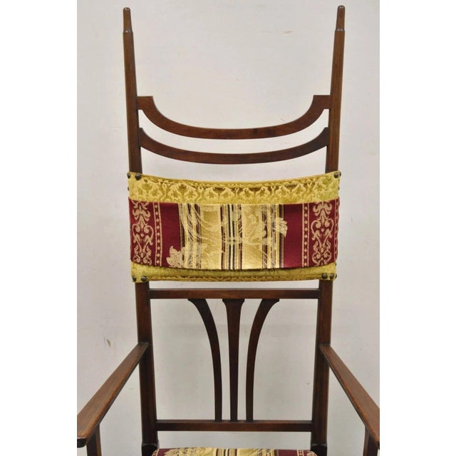 Art Nouveau Antique Art Nouveau Mahogany Tall Finial Parlor Side Chair After j.s. Henry For Sale - Image 3 of 12