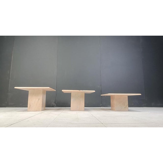 1970s Vintage Marble Nesting Tables, 1970s, Set of 3 For Sale - Image 5 of 11