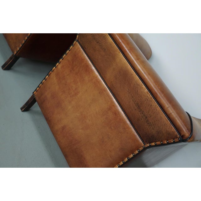 Vintage Dutch Cognac Leather Club Chairs, 1970s, Set of 2 For Sale - Image 11 of 18