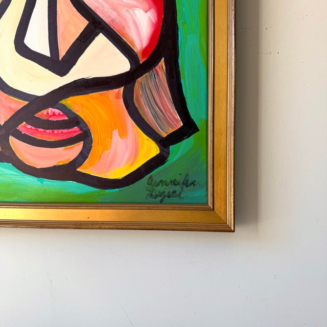 Mid-Century Modern Picasso Style Cubist Portrait, Signed Jennifer D. For Sale - Image 3 of 7