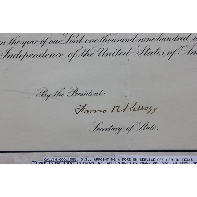 Modern Early 20th Century Presidential Seal with Calvin Coolidge Signed Document For Sale - Image 3 of 6