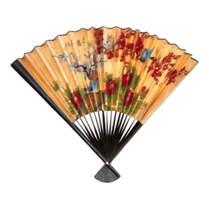 Vintage Birds & Blossoms Painted Chinese Fan