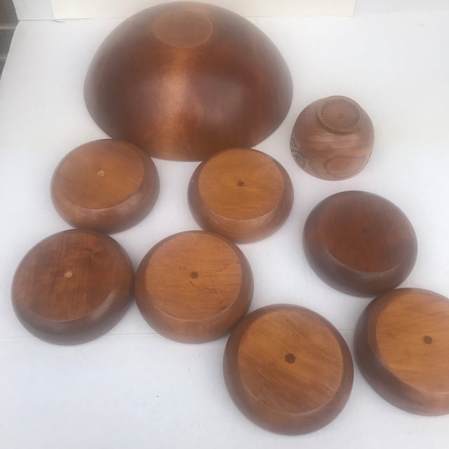 Vintage Wood Bowl Salad Serving Set For Sale - Image 11 of 13