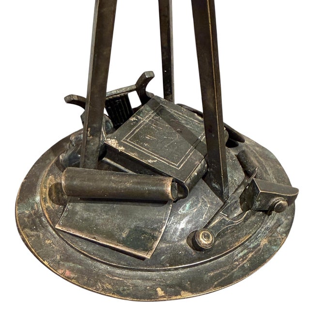 Pair of French Empire Bronze Fine Arts Candlestick Lamps For Sale - Image 11 of 13