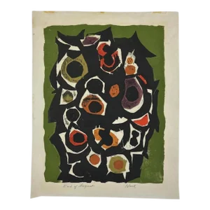 Richard Hood - Abstract Modernist 8 Layer Color Linocut, Signed C. 1968