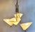 Mid-Century chandelier made of brass, 1950s Elegant four-armed mid-century brass chandelier with white, organically shaped...