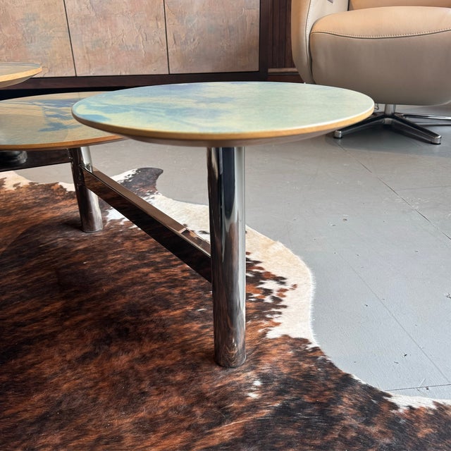 Mid-Century Modern Drake Multilevel Cocktail Coffee Table With Photo Print For Sale - Image 3 of 5
