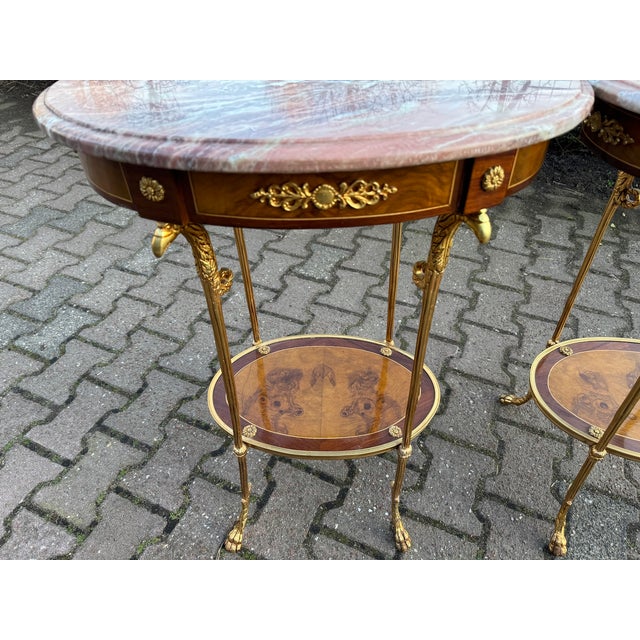 1980 French Artisan LouisXVI Gold Mahogany Side Table For Sale - Image 12 of 13