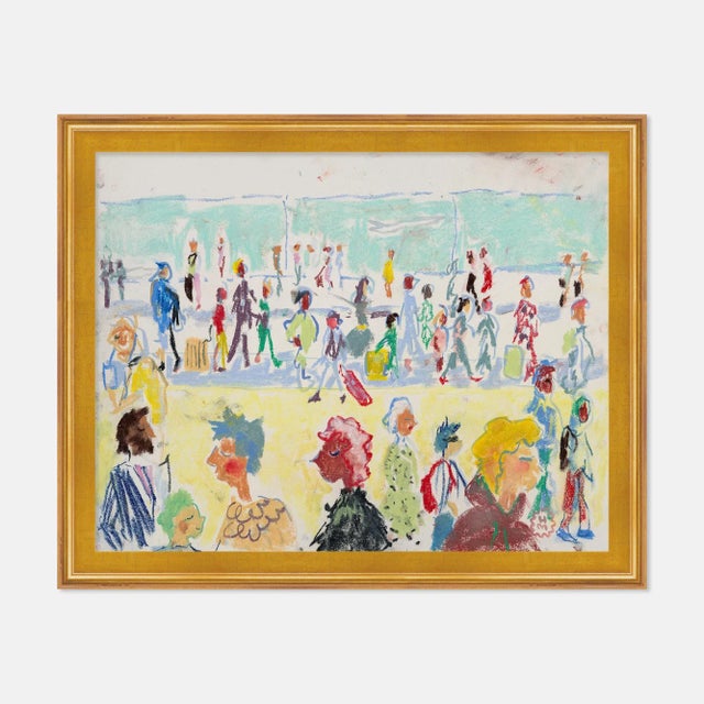 Contemporary At the Airport by Happy Menocal in Gold Frame, Small Art Print For Sale - Image 3 of 3