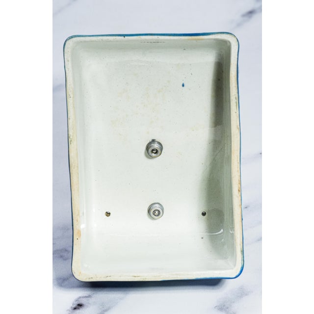 Wedgwood English 19th Century Antique Cheese Tray Dish Porcelain Silverplate Victorian Neoclassical Blue and White Jasperware For Sale - Image 13 of 17