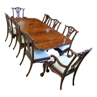 Late 20th Century Maitland-Smith Mahogany Dining Table and Chairs Set For Sale