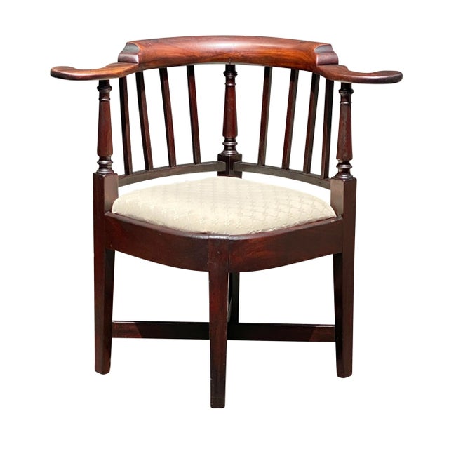 Red 18th Century Antique Queen Anne Boston Mahogany Corner Chair / Roundabout Chair For Sale - Image 8 of 8