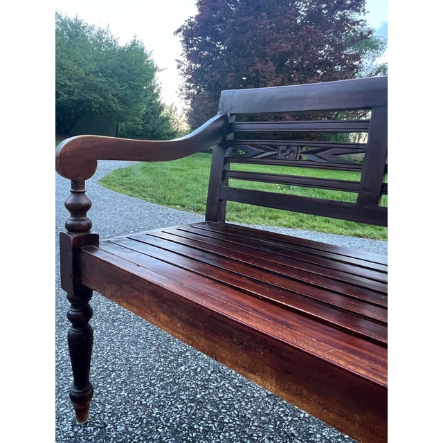 Brown Balinese Teak Bench For Sale - Image 8 of 10