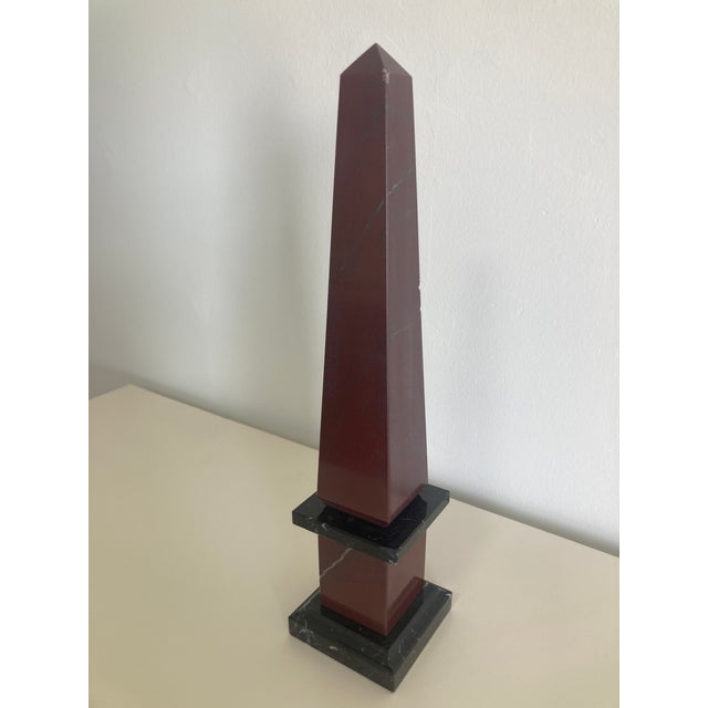 French Obelisk in Red and Black Marble For Sale - Image 4 of 10