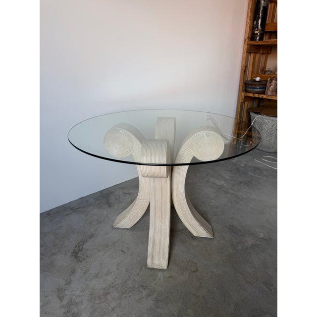 Vintage Coastal Organic Sculptural Pencil Reed Rattan Dining Table For Sale - Image 4 of 18