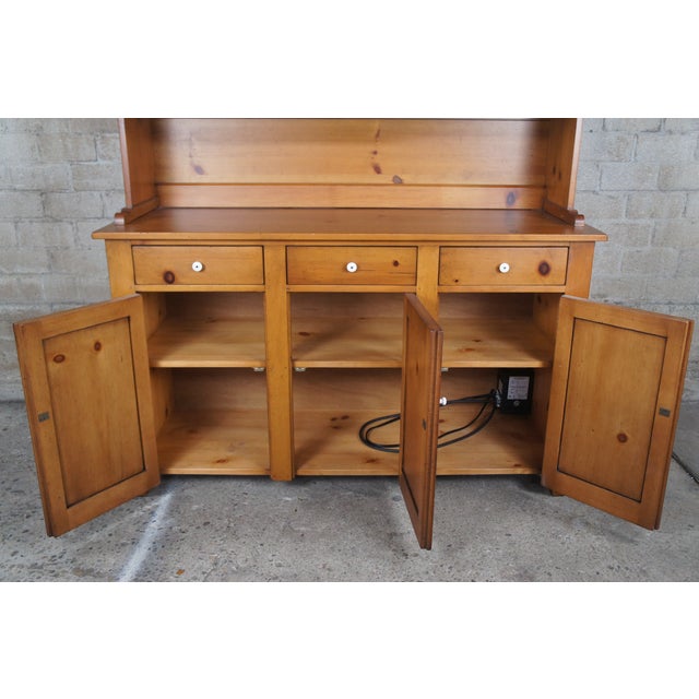 1970s Handmade Vintage Early American Pine Stepback Cupboard Display