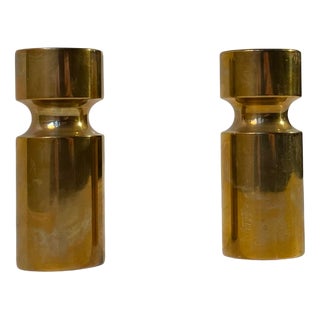 Scandinavian Functionalist Candlesticks in Bronze, 1940s, Set of 2 For Sale