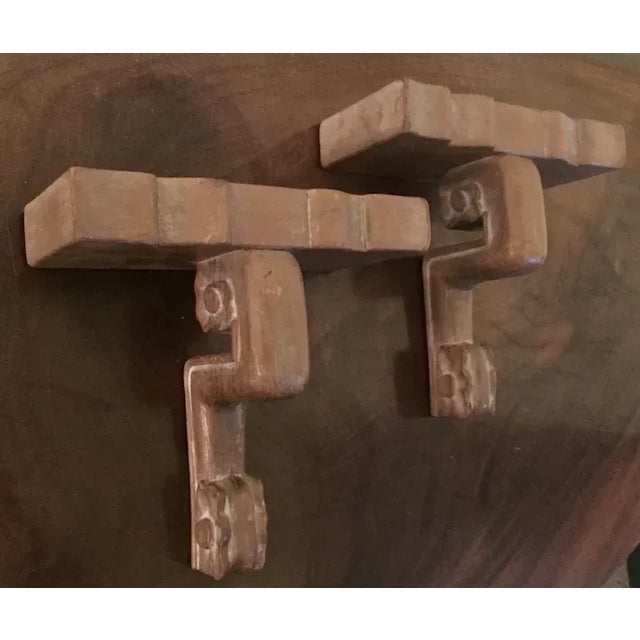 1930 Art Deco Carved & Limed Wood Wall Brackets - A Pair For Sale In New York - Image 6 of 13