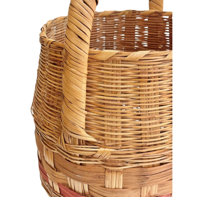 French Provincial Antique French Provincial Wicker Market Basket For Sale - Image 3 of 13