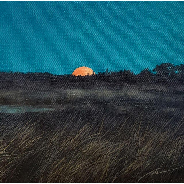 Author: Maija Muizniece, The evening wakes up, oil on canvas, size: 25 x 25 cm, year of 2024.