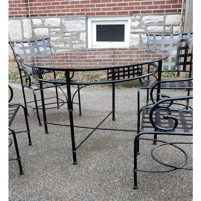 Vintage Coastal Brown Jordan Florentine Style Wrought Iron Outdoor