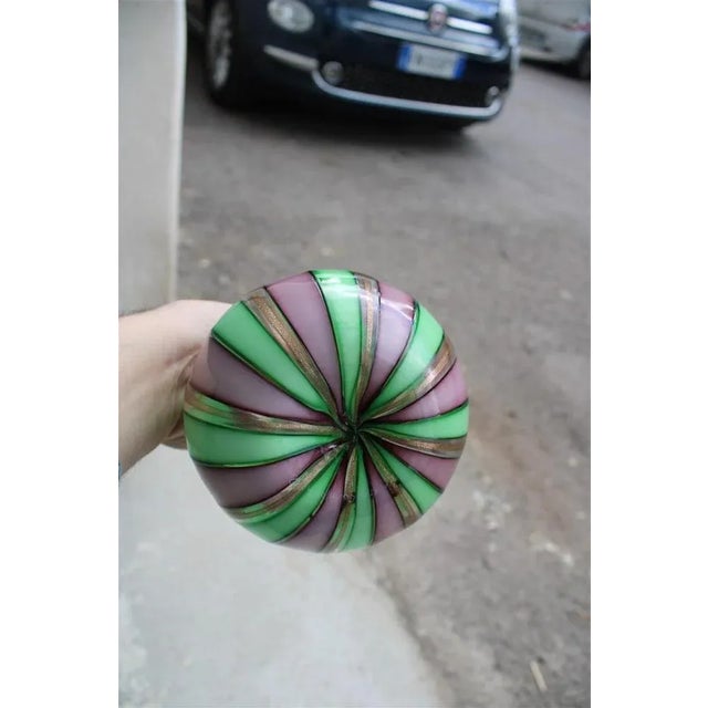 Mid-Century Modern Green, Gold & Purple Glass Bottle, Italy, 1960s For Sale - Image 3 of 8