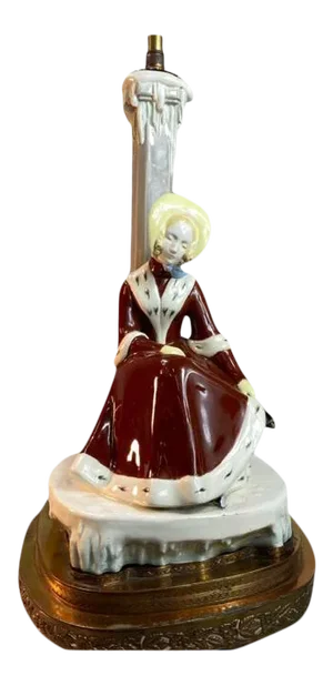 Emil Meier Ceramic Woman With Ice Skates Lamp