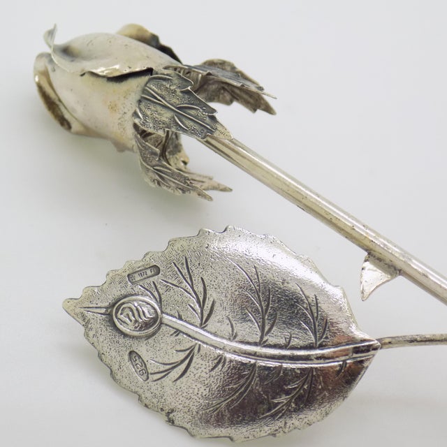 Vintage Italian Handmade Genuine Sterling Silver Long Stem Rosebud Figurine, 1980s For Sale - Image 6 of 16