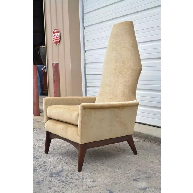 Mid-Century Modern Mid 20th Century Mid Century Modern Adrian Pearsall Style Beige Diamondback Walnut Lounge Chair For Sale - Image 3 of 10