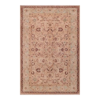 Boho Chic 1990's Pak-Persian Tan/Green Wool Rug - 6'1'' X 8'8'' For Sale