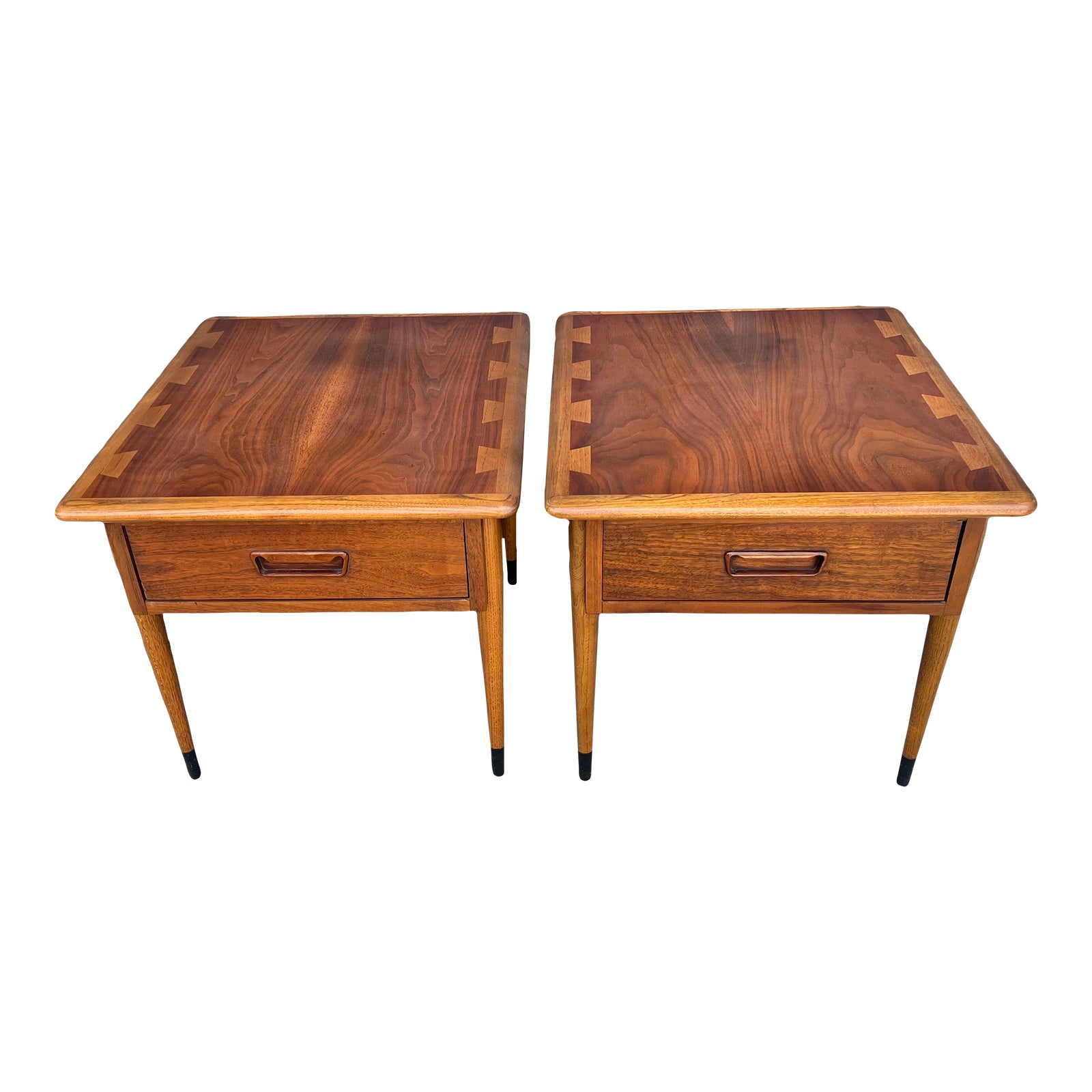 1960s MidCentury Modern Pair of Lane Acclaim Side Tables W/Drawer