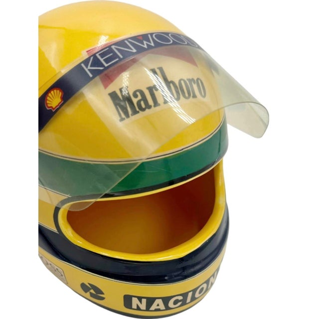 1990s Vintage McLaren Ayrton Senna Helmet Ashtray Ceramic Car Racing Formula 1 F1 For Sale - Image 5 of 12