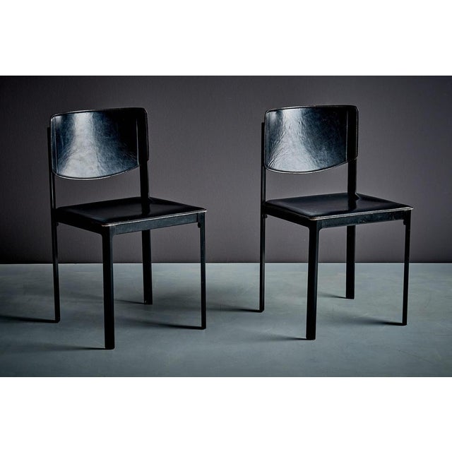 Black Leather Chairs by Tito Agnoli for Matteo Grassi, Italy, 1980s, Set of 2 For Sale - Image 3 of 15