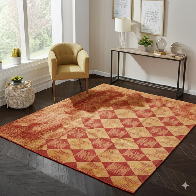 8x10 Opulent Classic Coral Diamond Contemporary Handknotted Afghan Wool Rug For Sale - Image 4 of 7