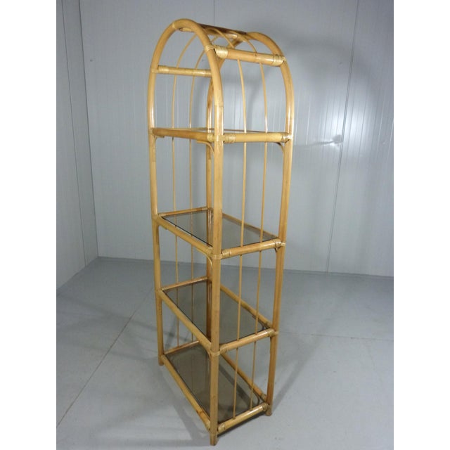 Rattan & Smoked Glass Display Rack, 1970s For Sale - Image 6 of 11
