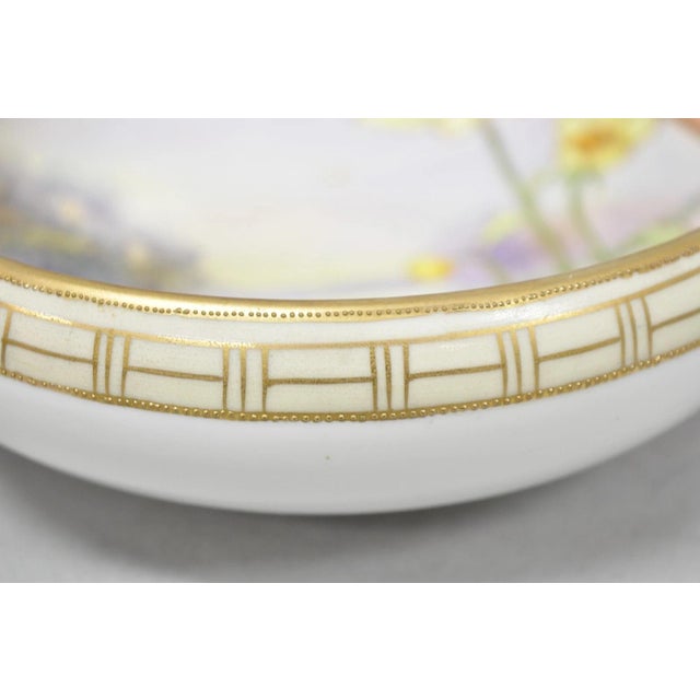 Antique Nippon Morimora Hand Painted Flowers & Ducks Coral Porcelain Bowl (A) For Sale In Philadelphia - Image 6 of 16