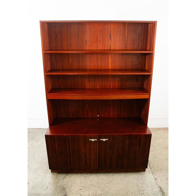 Mid-Century Modern Mid Century Danish Modern Cabinet Rosewood Bookshelf Shelves Metal Handles MCM For Sale - Image 3 of 12