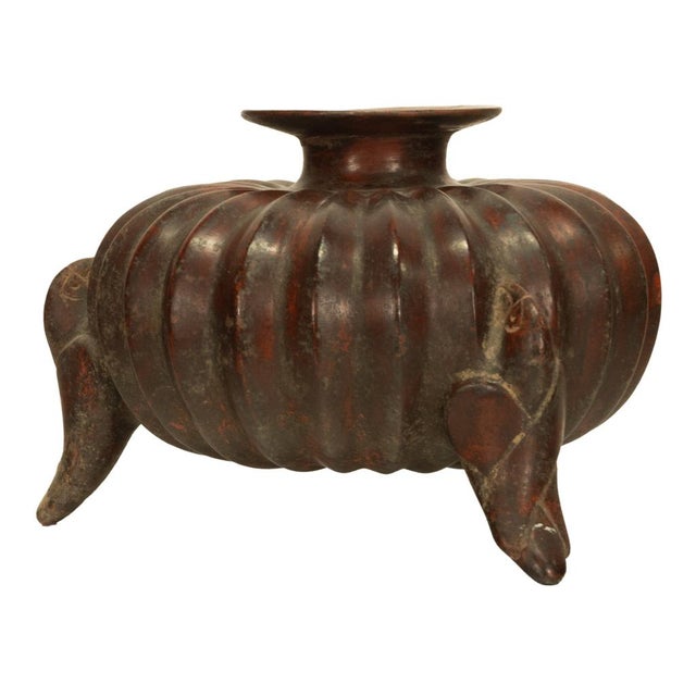 Ancient Pre-Columbian Colima Redware Ceramic Gourd Vessel Circa 100 Bc Ex-Museum For Sale - Image 4 of 15