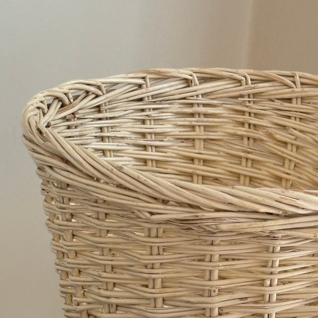 Wood Mid-20th Century French Country- Style Lacquered Planter Basket in Crème For Sale - Image 7 of 12