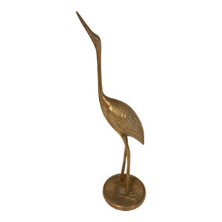 1960s Mid-Century Brass Crane Figure For Sale