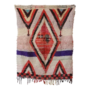 1990s Moroccan Vintage Handmade Rug - 3'8" X 4'9" Ft