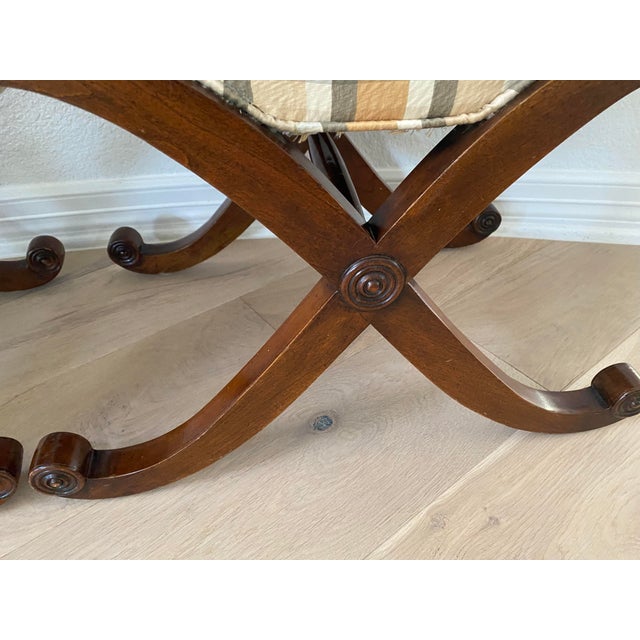 Vintage Traditional Regency Style Wooden XBase Stools / Ottomans a