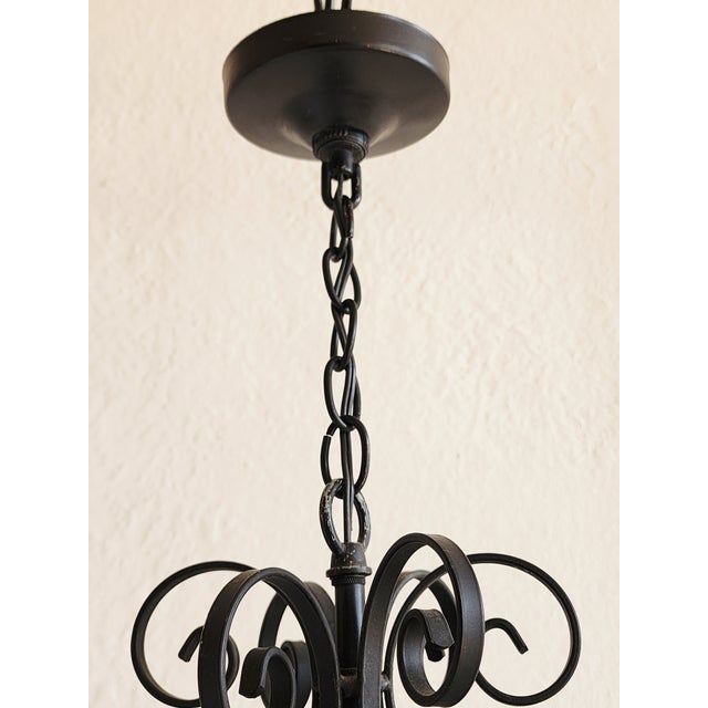 1970s The Feldman Co. Spanish Revival Style Wrought Iron & Stain Glass Lantern For Sale - Image 10 of 12