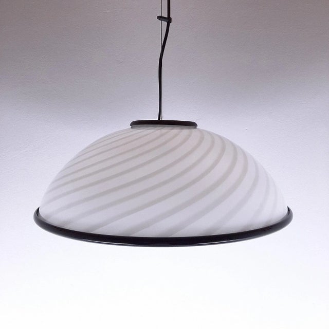 Vintage Italian White and Black Pendant Lamp, 1980s For Sale - Image 6 of 11
