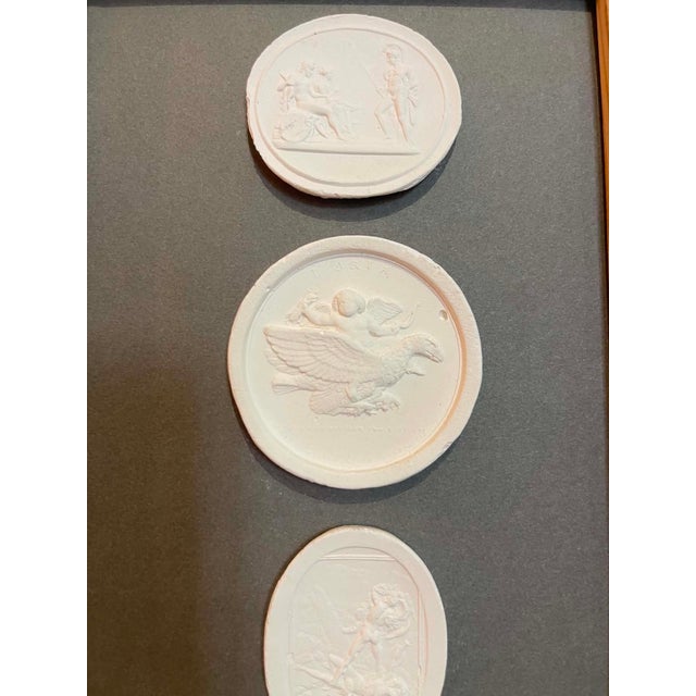 English Italian Plaster Intaglios in 1880s Pine Frame For Sale - Image 3 of 7