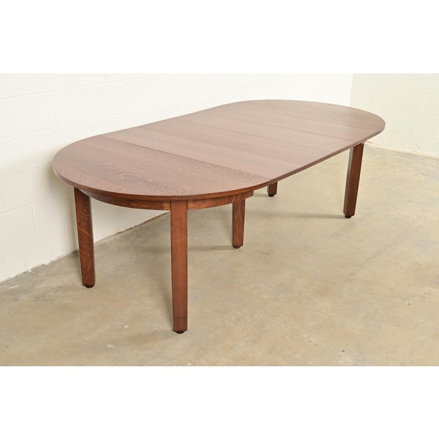 L. & J. G. Stickley Antique Mission Oak Arts & Crafts Extension Dining Table, Newly Refinished For Sale - Image 10 of 13
