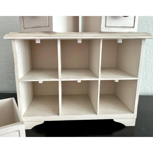 Late 20th-Century Antiqued & Distressed Solid Wood Six-Drawer Tabletop Chest For Sale In Austin - Image 6 of 13