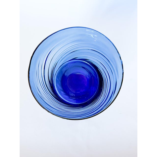 Glass Vintage Mexican Large Cobalt Optic Blown Glass Champagne Cooler Ice Bucket For Sale - Image 7 of 7