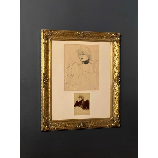 Signed Photo Sarah Bernhardt and Lithograph Marcelle Lender by Toulouse-Lautrec For Sale - Image 10 of 12